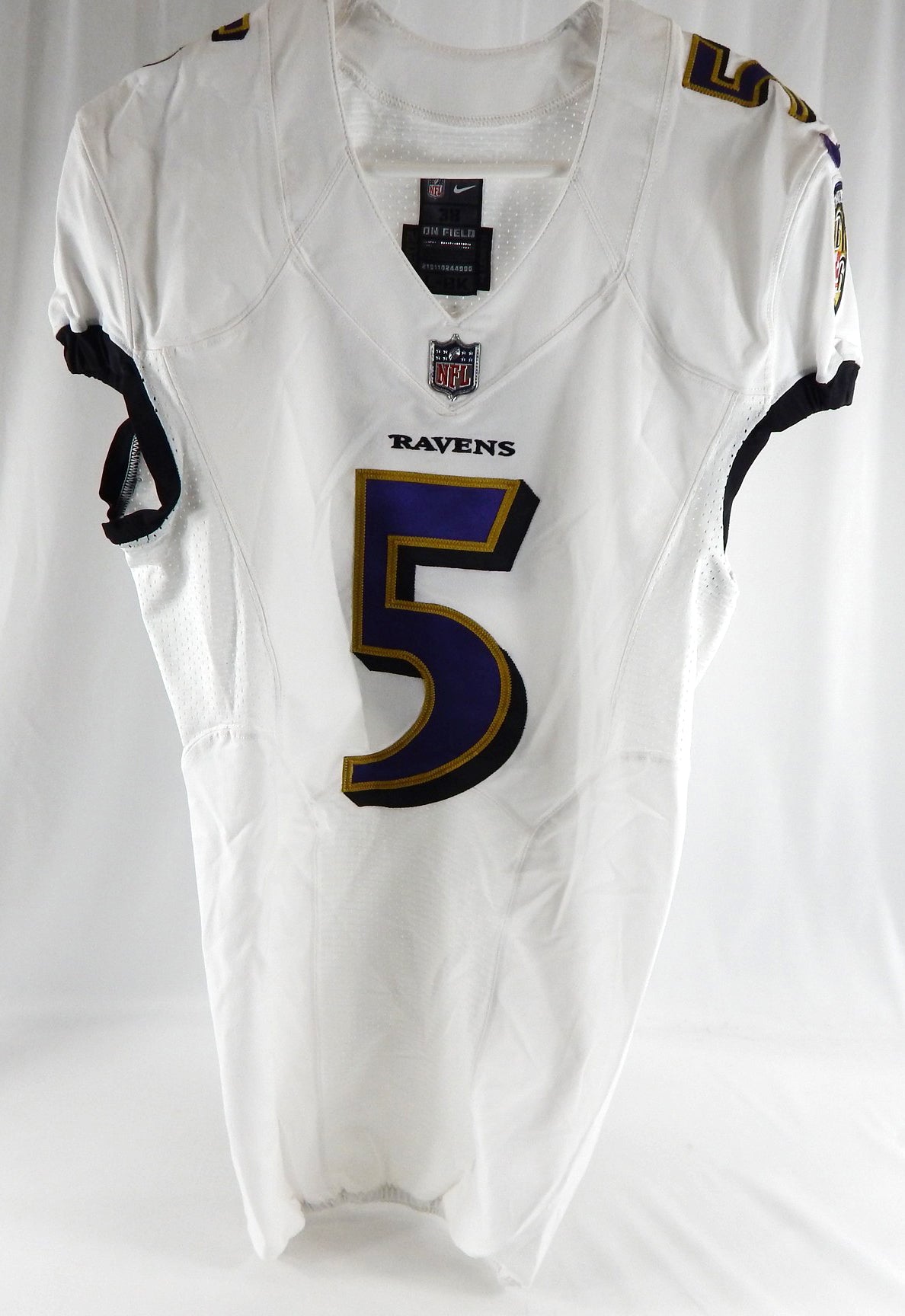 2022 Baltimore Ravens #5 Game Issued White Jersey NR R 38 685