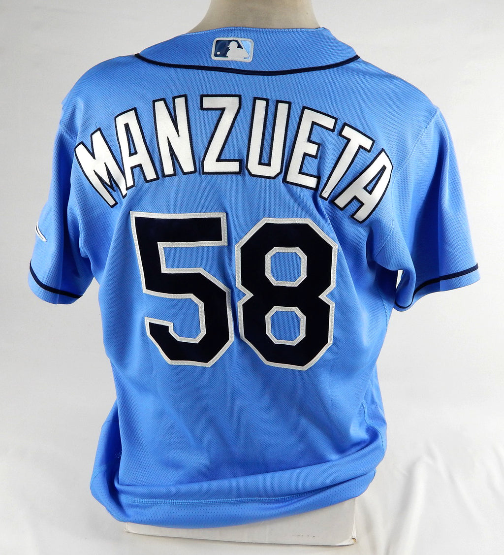 Tampa Bay Rays Oneill Manzueta #58 Game Used Blue Jersey ST BP DP72430