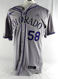 2024 Colorado Rockies Lucas Gilbreath #58 Game Issued Pos Used Grey Jersey 44 01