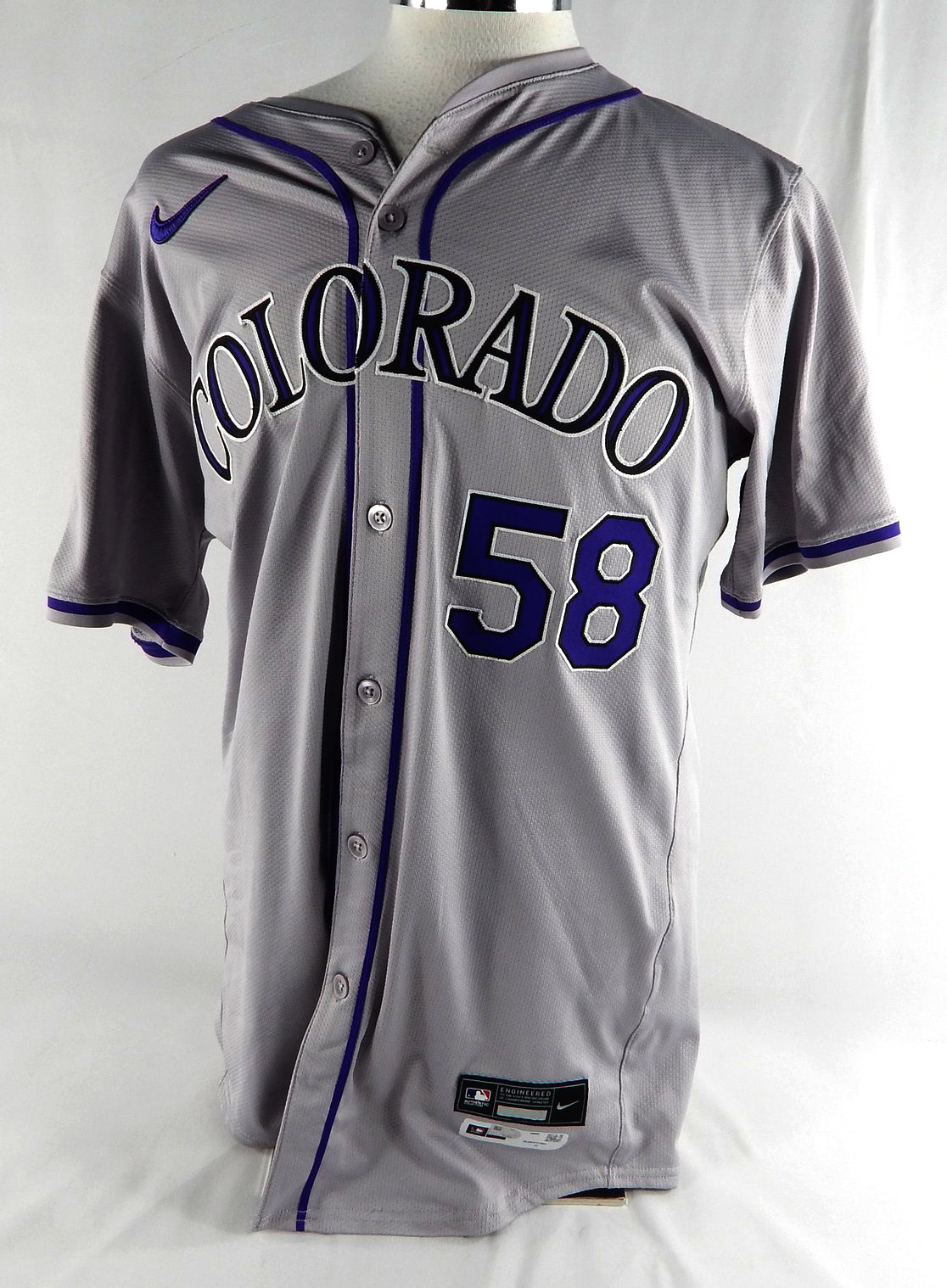 2024 Colorado Rockies Lucas Gilbreath #58 Game Issued Pos Used Grey Jersey 44 01