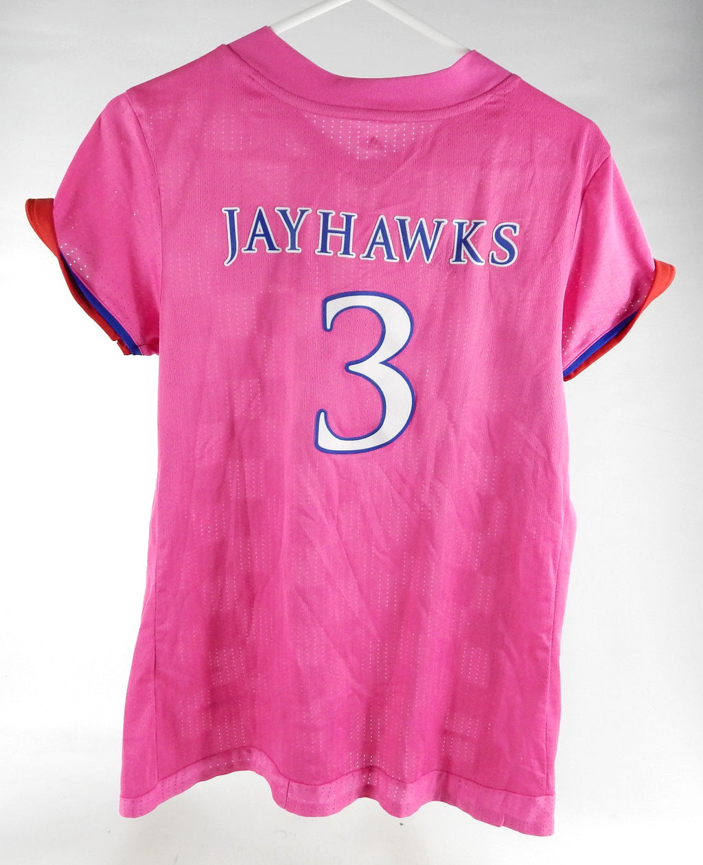 Womens Kansas Jayhawks #3 Game Used Pink Jersey SoccerBreast Cancer S 912 Pic2