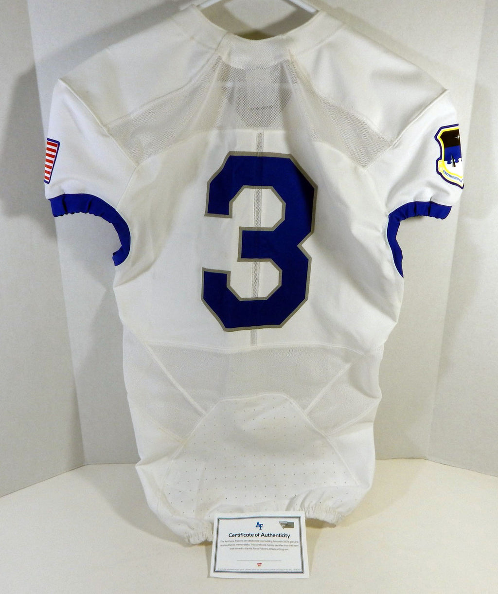 2015-18 Air Force Falcons #3 Game Used White Jersey Name Plate Removed M 339 Pic2