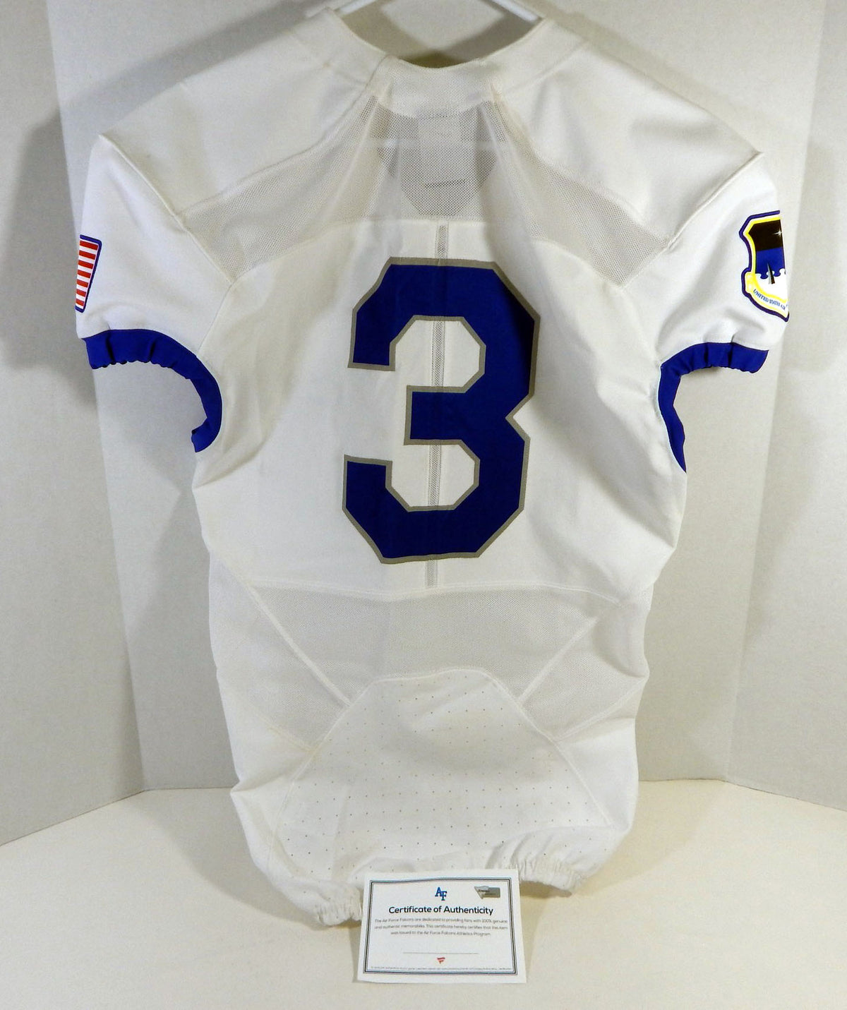 2015-18 Air Force Falcons #3 Game Used White Jersey Name Plate Removed M 339 Pic2
