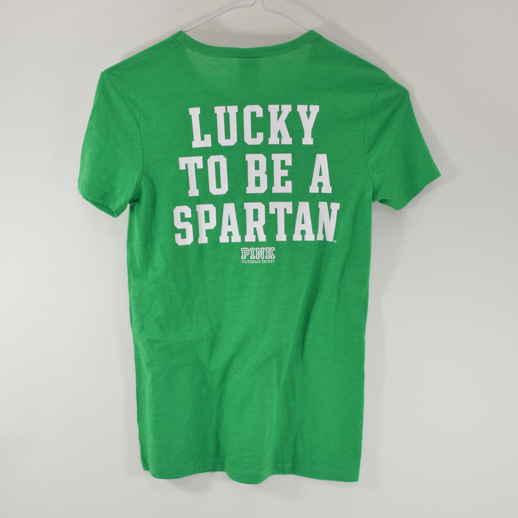 Victoria's Secret Pink Collegiate Michigan State Short Sleeve Shirt XS Pic2