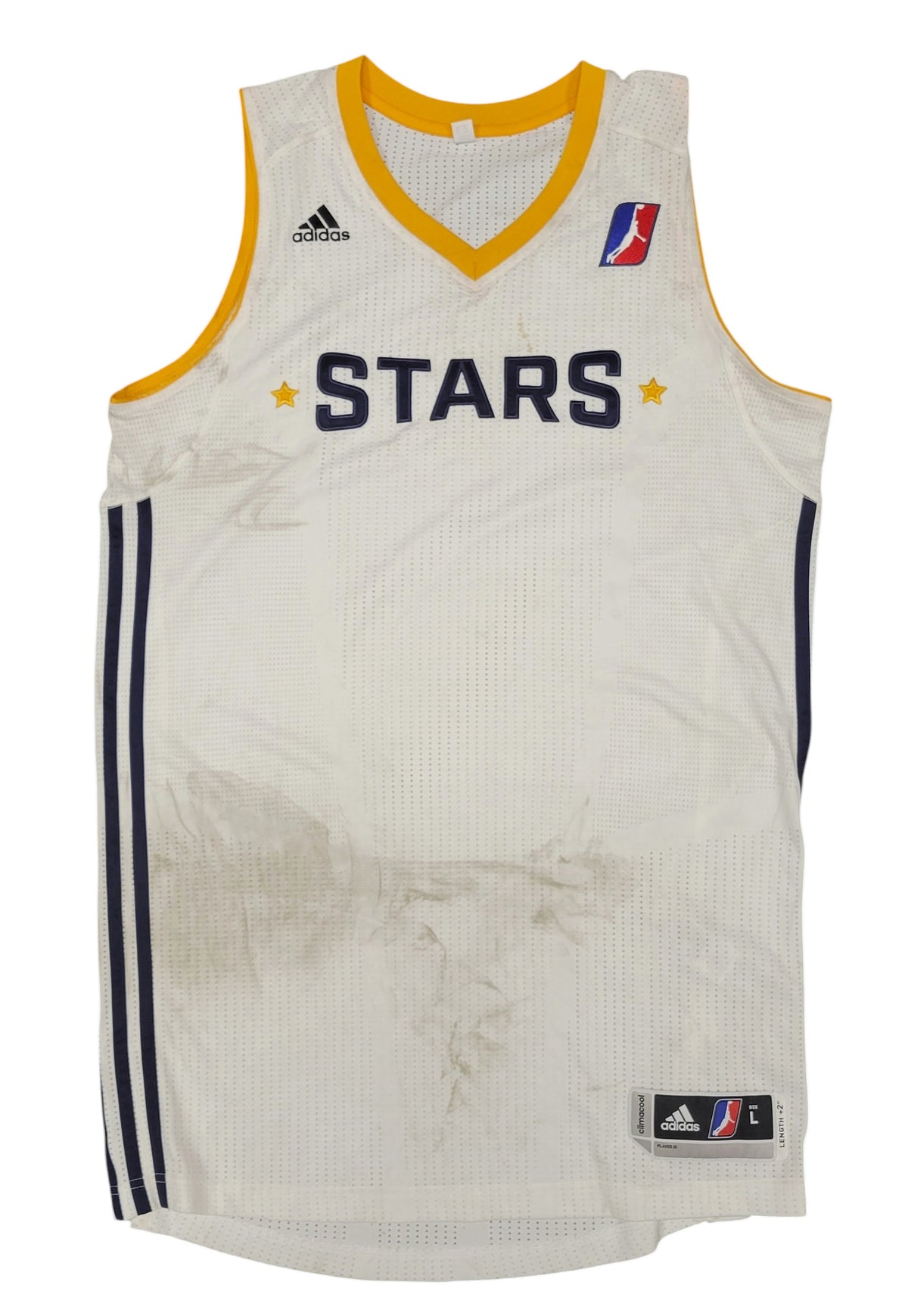 # Mens Adidas NBA Stars Basketball White Jersey Blank Back Size L2 Large + 2"