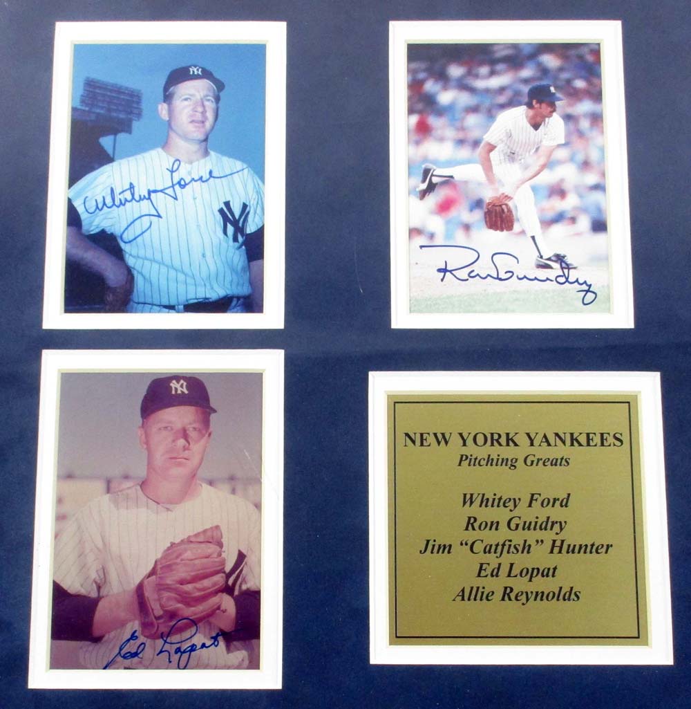 Ford / Hunter / Guidry / Lopat / Reynolds Signed Framed Photo Display 5 Autos Pic2