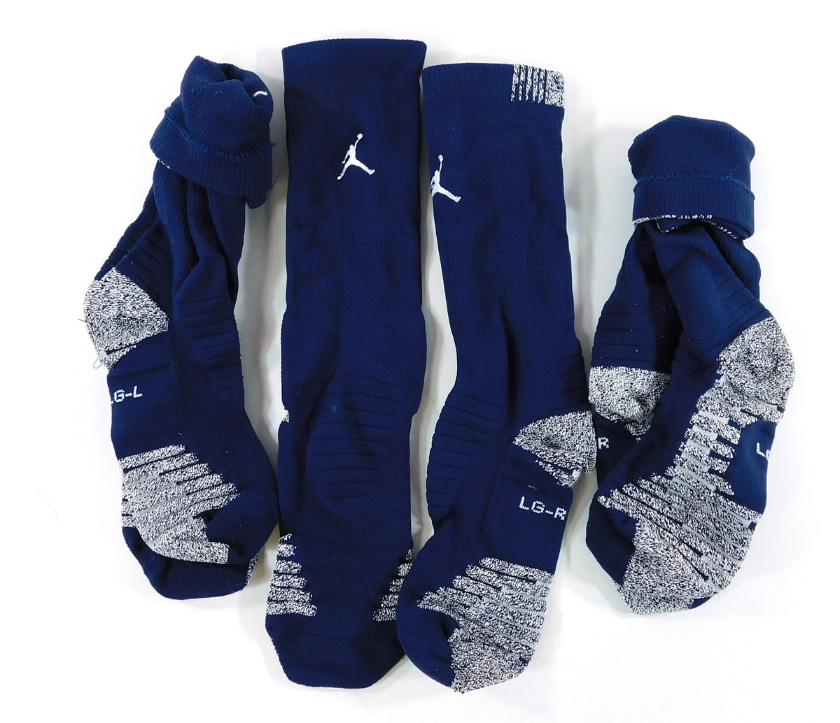 (3 Pairs) UNC Tar Heels Nike Jumpman Team Issued Navy Crew Socks (Size L) New
