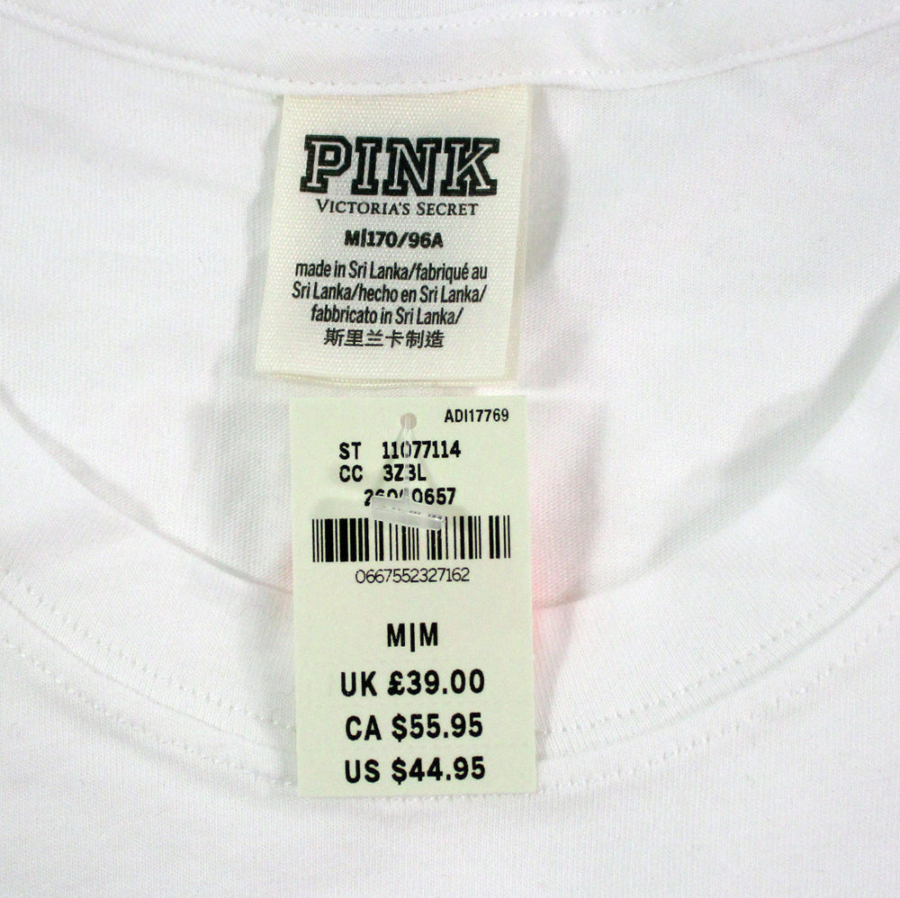 Victoria's Secret Love Pink Rainbow Bling Logo Long Sleeve White T-Shirt -Medium Pic2