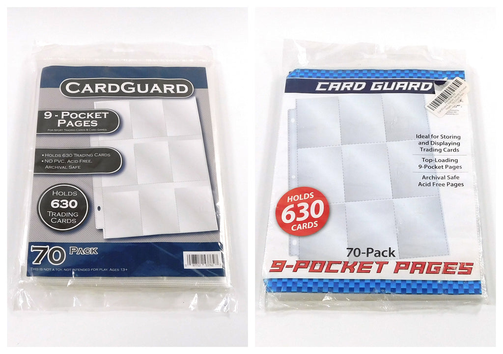 (70-Pack) Card Guard 9-Pocket Pages (Holds 630 Cards) Trading Card Storage - New