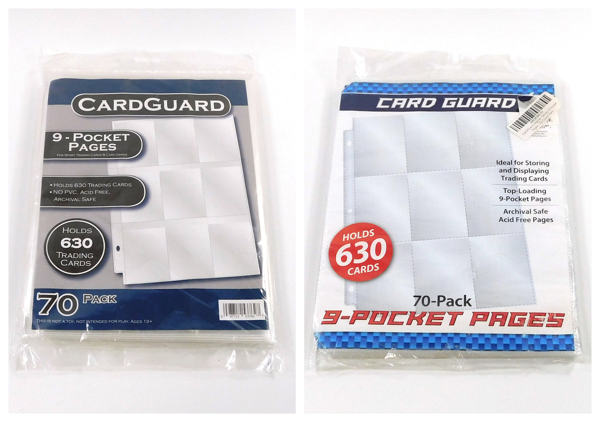 (70-Pack) Card Guard 9-Pocket Pages (Holds 630 Cards) Trading Card Storage - New