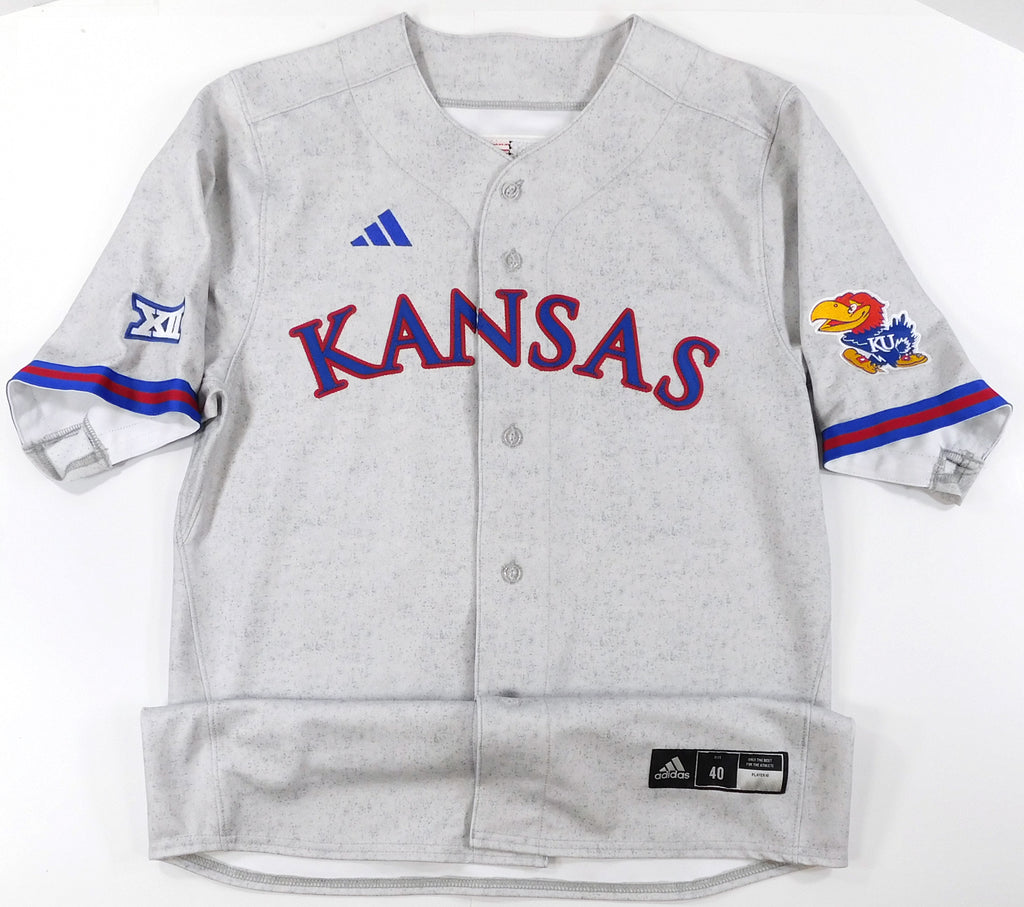 Kansas Jayhawks Blank XII Game Issued Grey Adidas Baseball Jersey - Size 40
