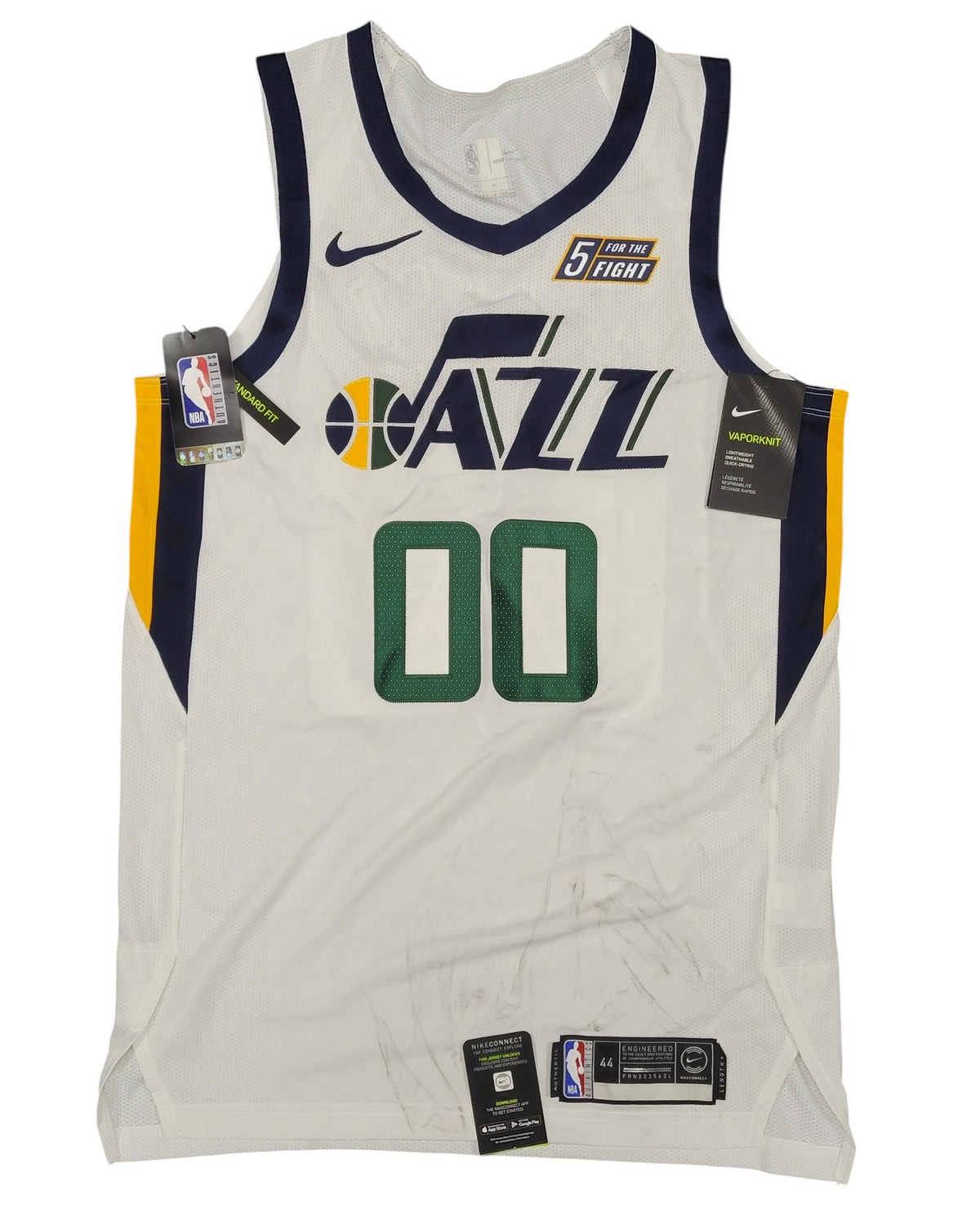 # Mens Utah Jazz Jordan Clarkson #00 White Association Jersey 5 for the Fight 44