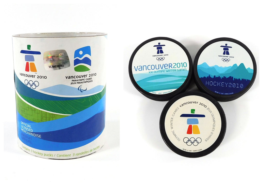 Set of (3) 2010 Vancouver XXI Olympic Winter Paralympic Games Hockey Pucks