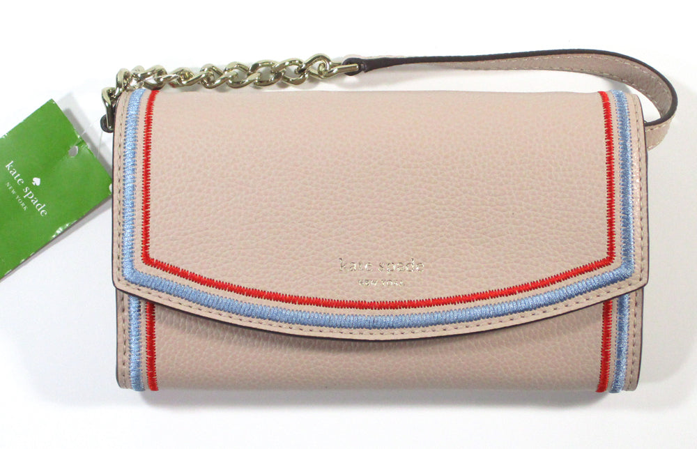 Kate Spade NY Eva Embroidered Wmbg/Bldwn Wallet on a Chain Clutch Purse NWT
