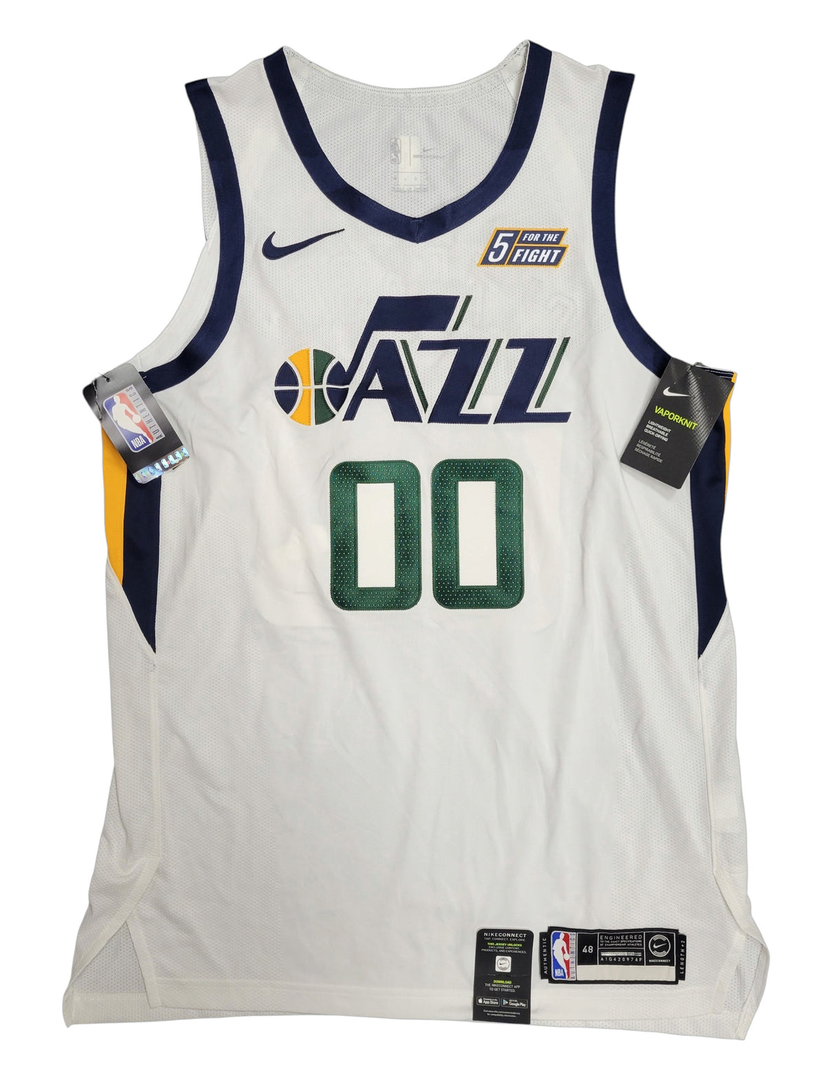 # Mens Utah Jazz Jordan Clarkson #00 White Association Jersey 5 for the Fight 48