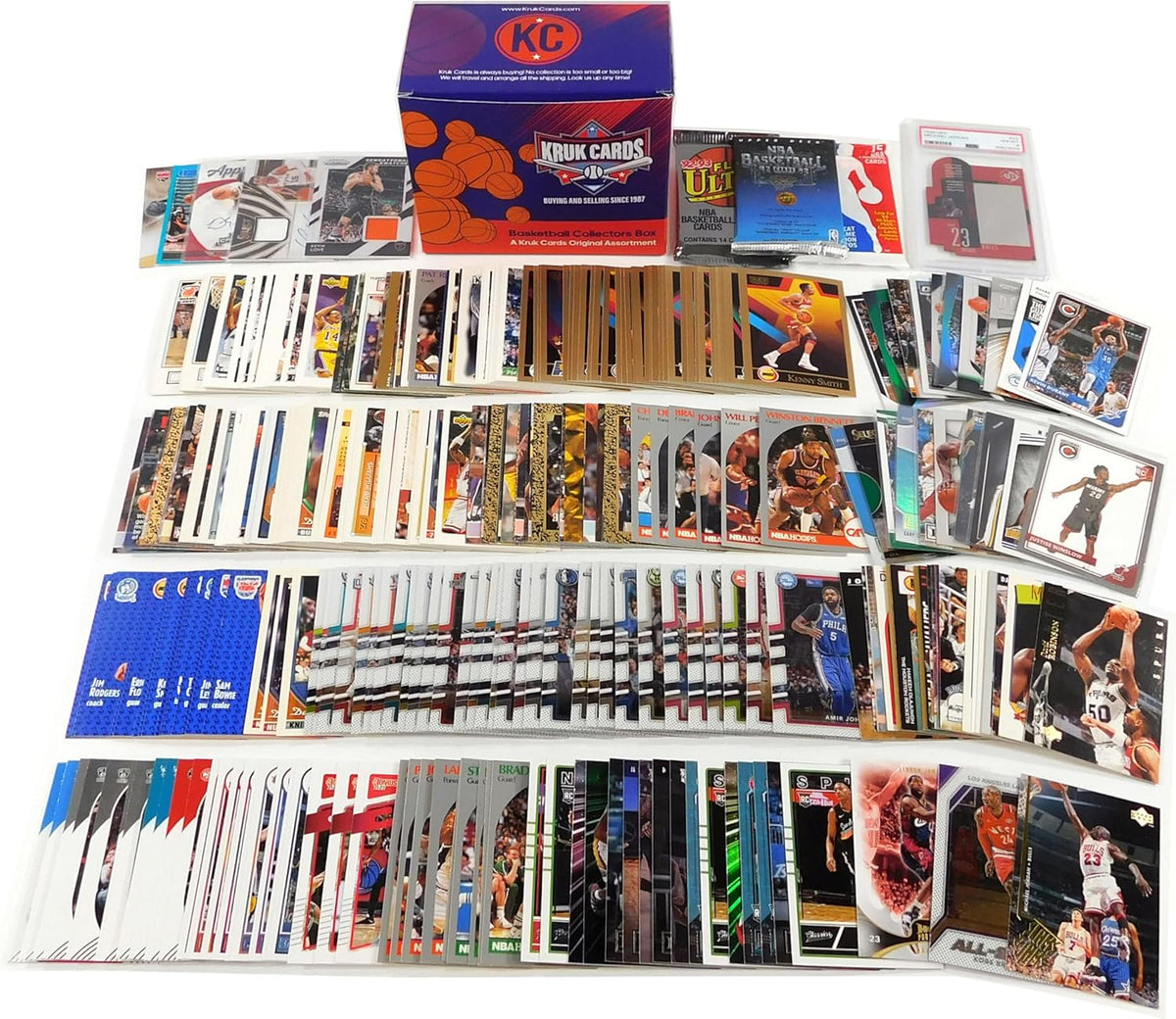 Assorted NBA Lot (300 Cards Total) 3 Greats 1 PSA Graded Auto Relic # HOF Packs