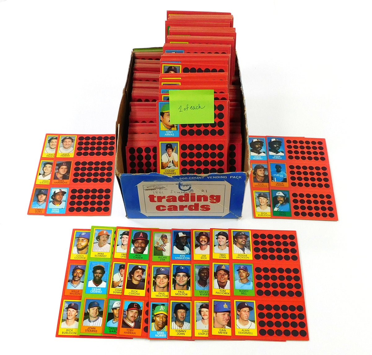 Lot of (319) 1981 Topps Baseball Scratch-off 3-Card Panel Unscratched (27 Diff)