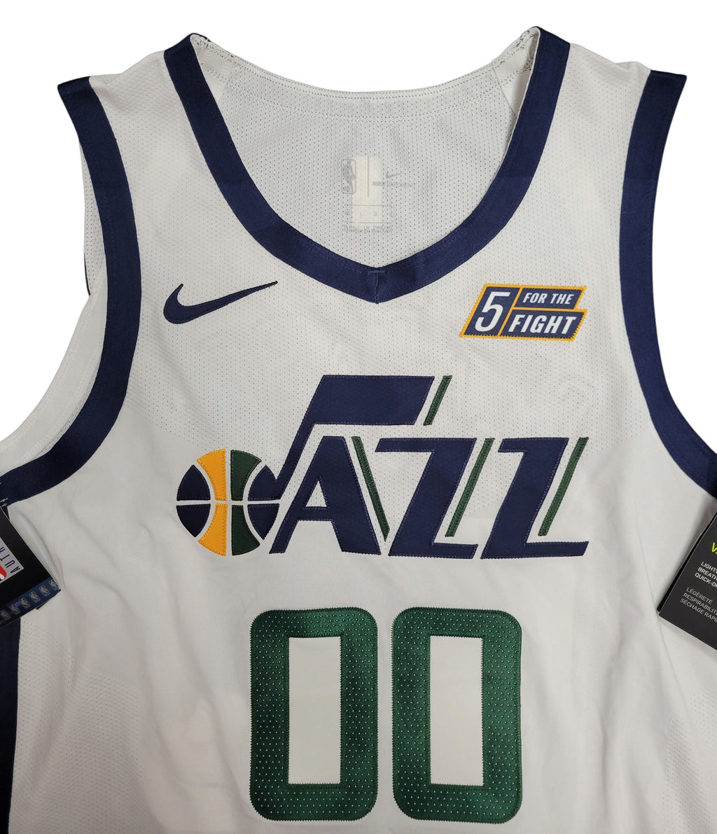# Mens Utah Jazz Jordan Clarkson #00 White Association Jersey 5 for the Fight 48 Pic2