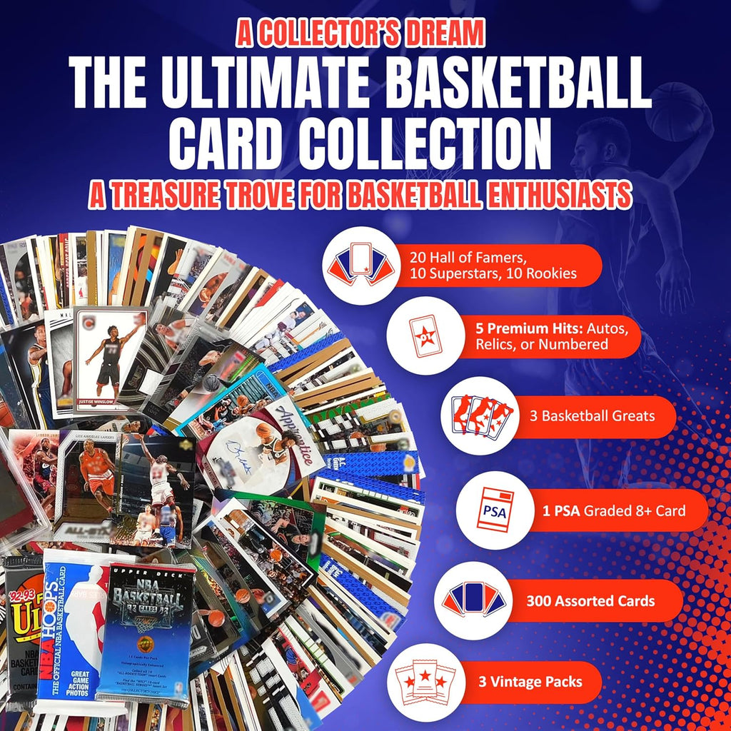 Assorted NBA Lot (300 Cards Total) 3 Greats 1 PSA Graded Auto Relic # HOF Packs Pic2