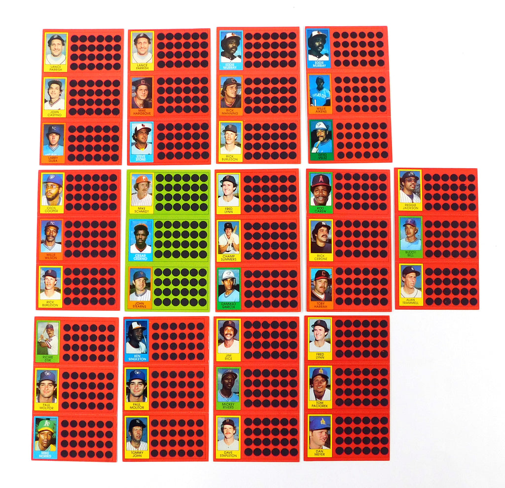 Lot of (319) 1981 Topps Baseball Scratch-off 3-Card Panel Unscratched (27 Diff) Pic2