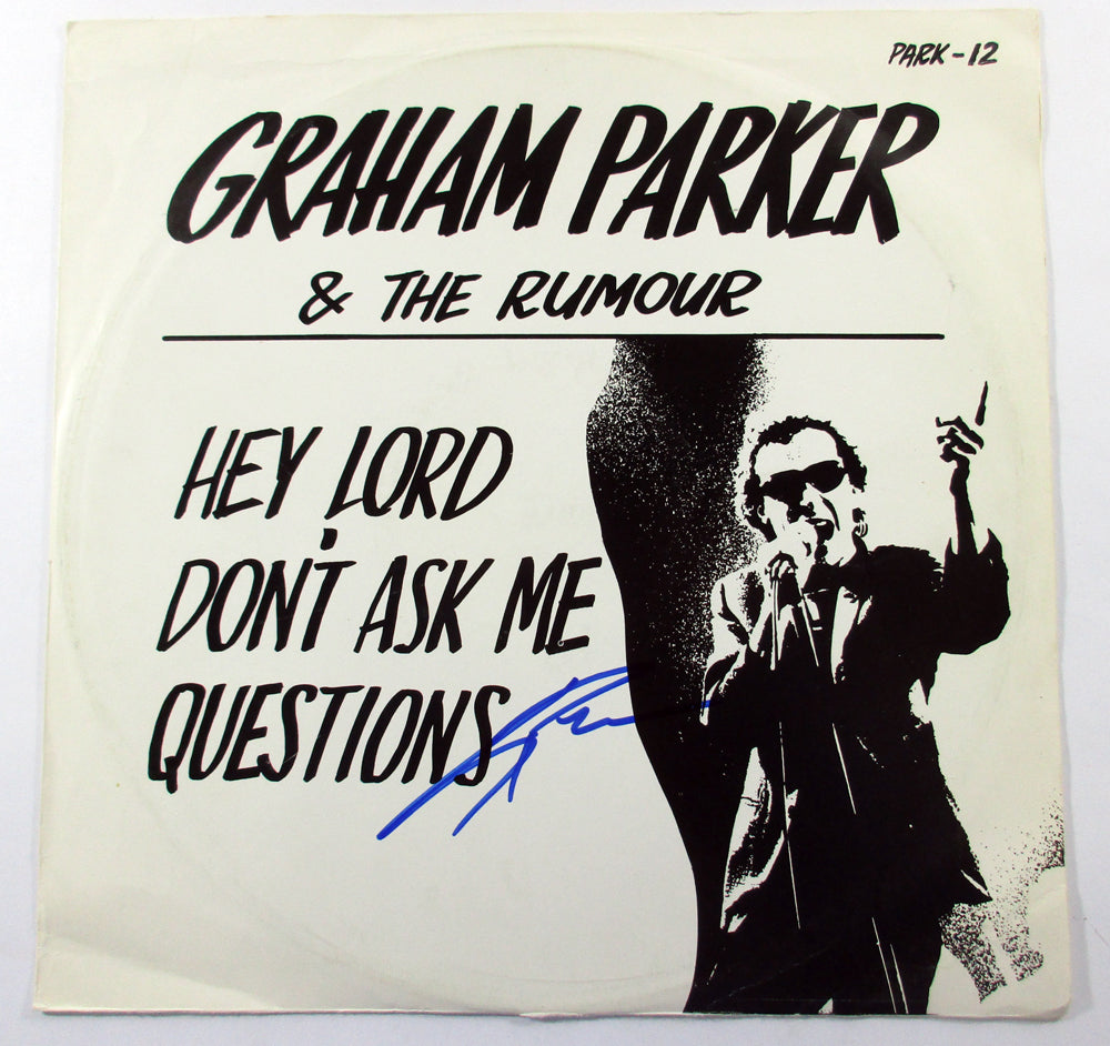 Graham Parker Signed Record Album Hey Lord, Don't Ask Me Questions w/ AUTO
