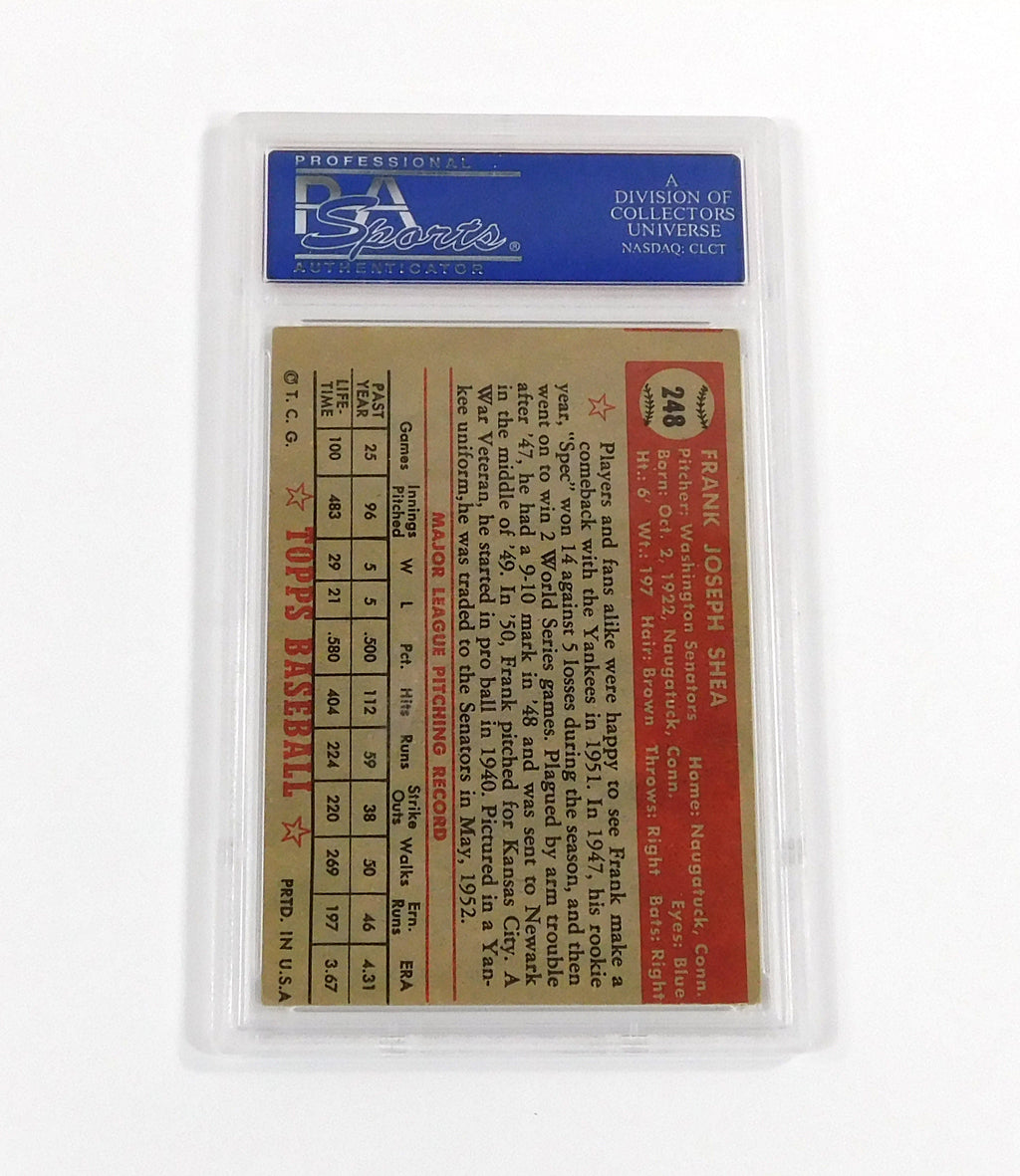 1952 Topps Baseball Frank Shea #248 Yankees PSA 6 DF037645 Pic2