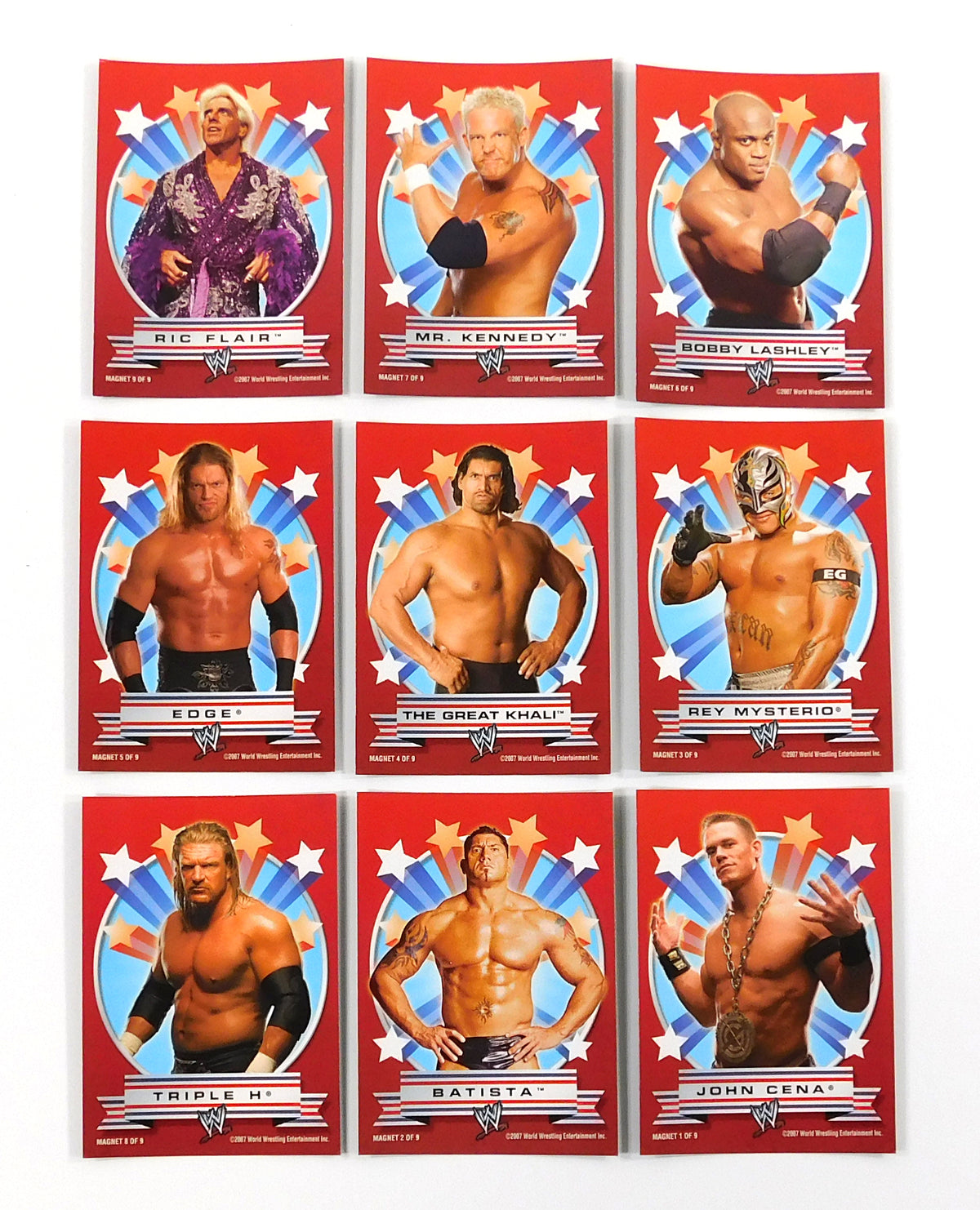 2007 Topps Heritage III WWE Magnets Wrestling Insert Set (9) Nm/Mt