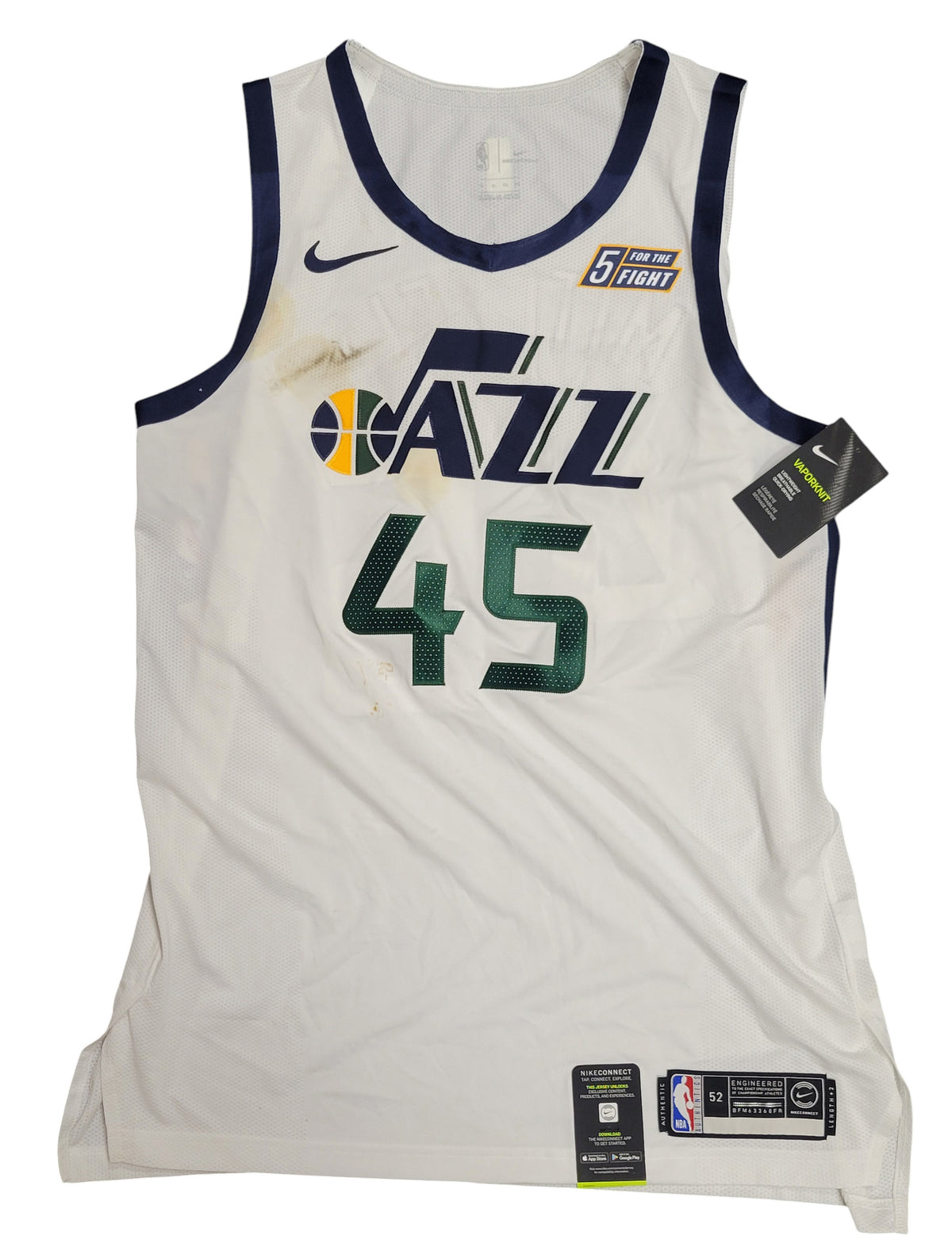 # Mens Utah Jazz Donovan Mitchell #45 White Assoc Jersey 5 for the Fight 52 **