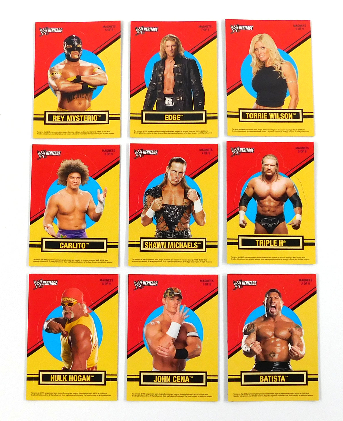 2006 Topps Heritage II WWE Magnets Wrestling Insert Set (9) Nm/Mt