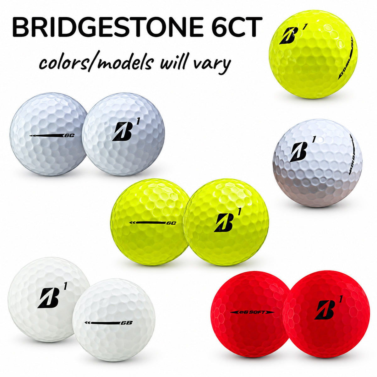 Bridgestone 6 Golf Balls | Random Bridgestone Models | e6 e9 e12 Soft Golf Balls