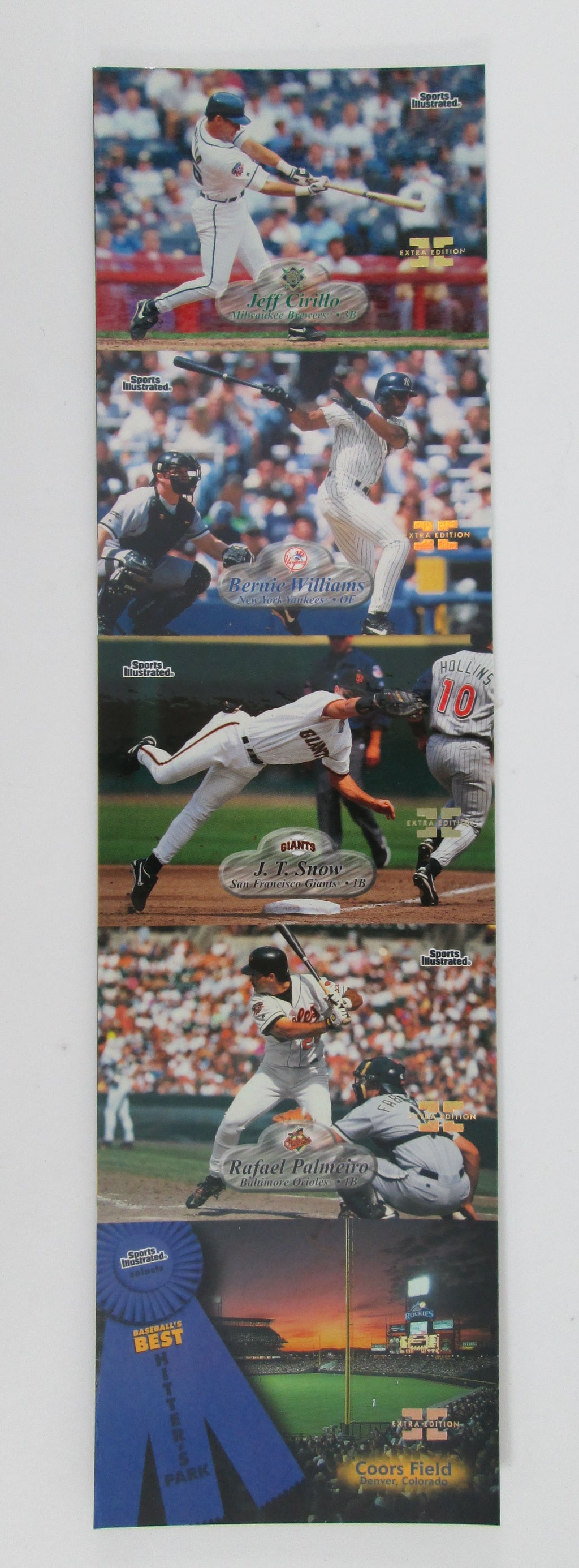 1998 Fleer Sports Illustrated 5 Card Uncut Strip (Sheet) w/ Bernie Williams