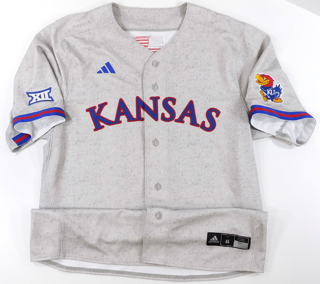 Kansas Jayhawks Blank XII Game Issued Grey Adidas Baseball Jersey - Size 46