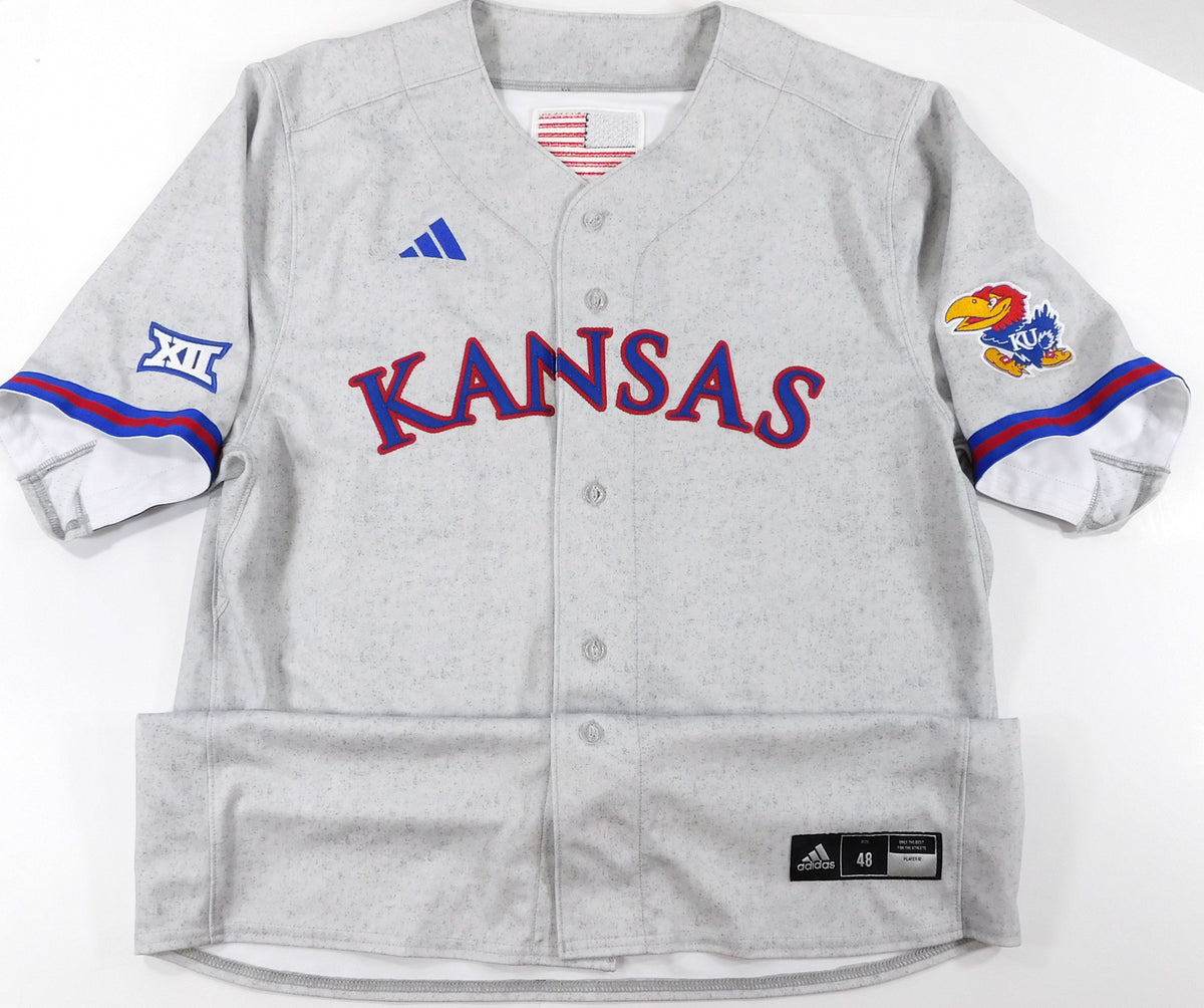Kansas Jayhawks Blank XII Game Issued Grey Adidas Baseball Jersey - Size 48