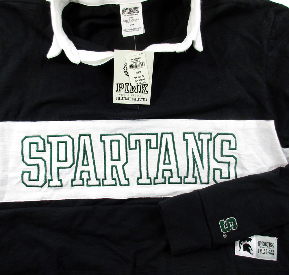 Victoria's Secret Pink State MSU Spartans Polo-Style Rugby Collared Shirt (M) Pic2