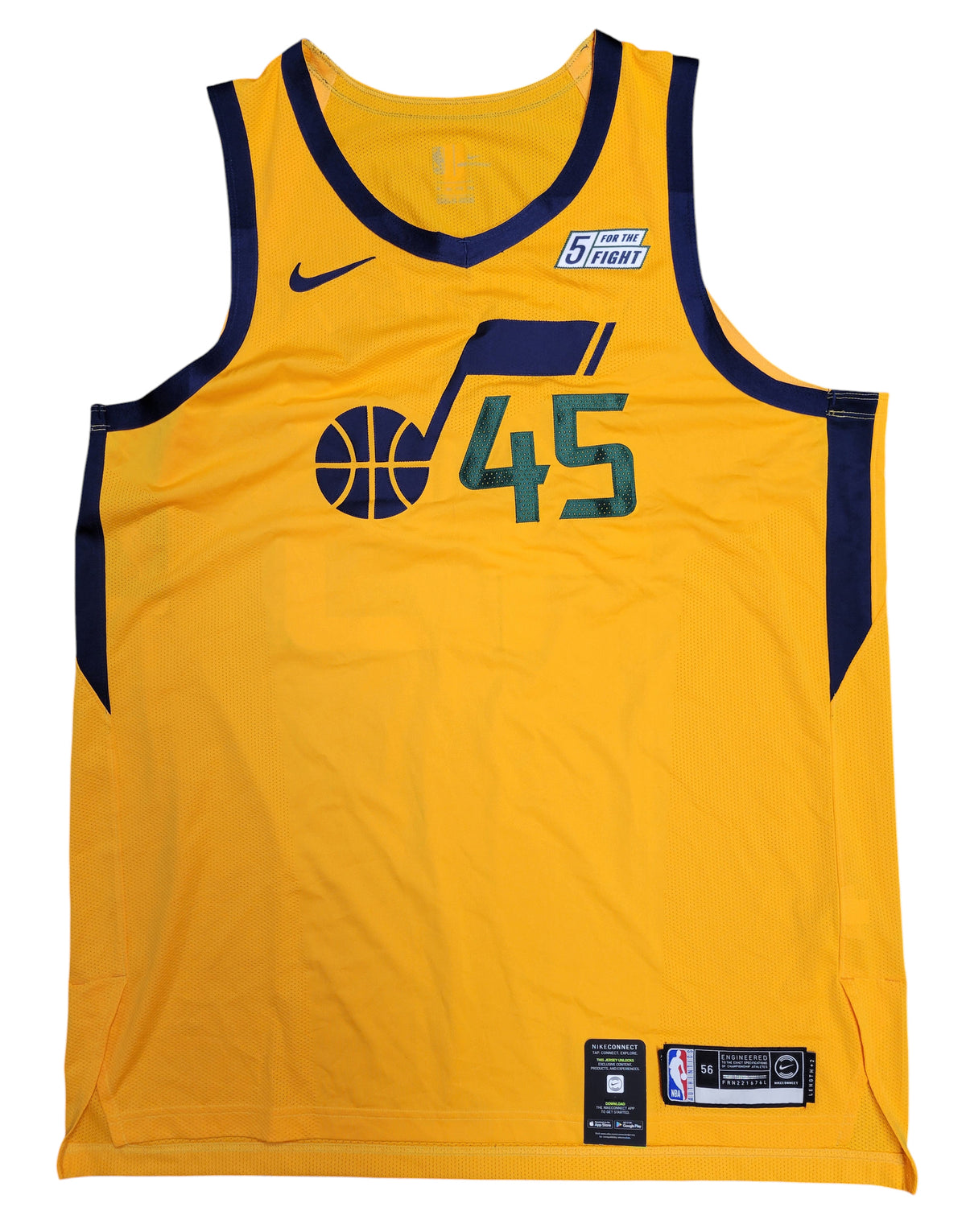 # Mens Utah Jazz Donovan Mitchell #45 Gold Nike Auth Jersey 5 for the Fight 56