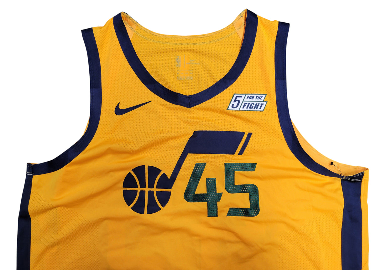 # Mens Utah Jazz Donovan Mitchell #45 Gold Nike Auth Jersey 5 for the Fight 56 Pic2