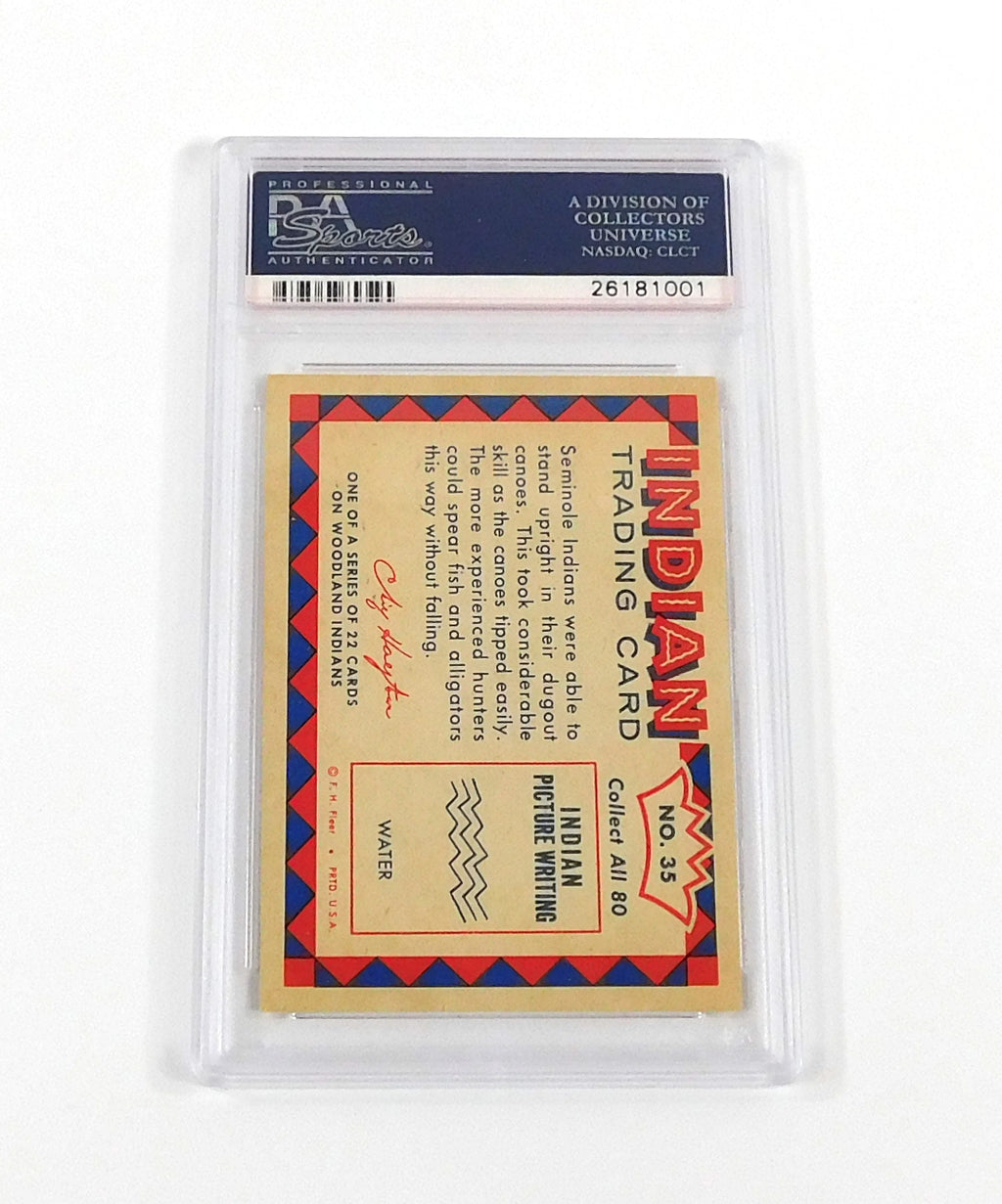 1959 Indian Trading Card Seminole Hunting Alligator #35 PSA 8 DF036594 Pic2