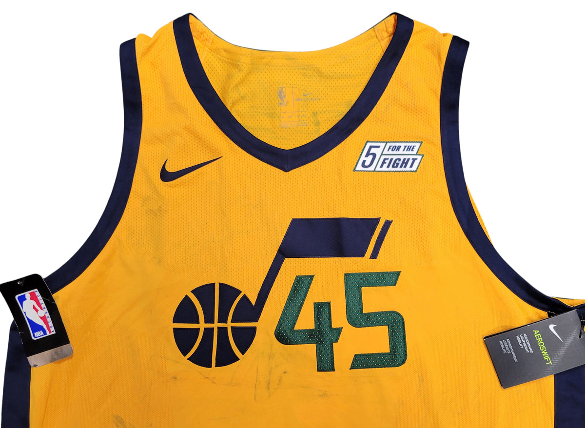 # Mens Utah Jazz Donovan Mitchell #45 Gold Aeroswift Jersey 5 for the Fight 56 Pic2