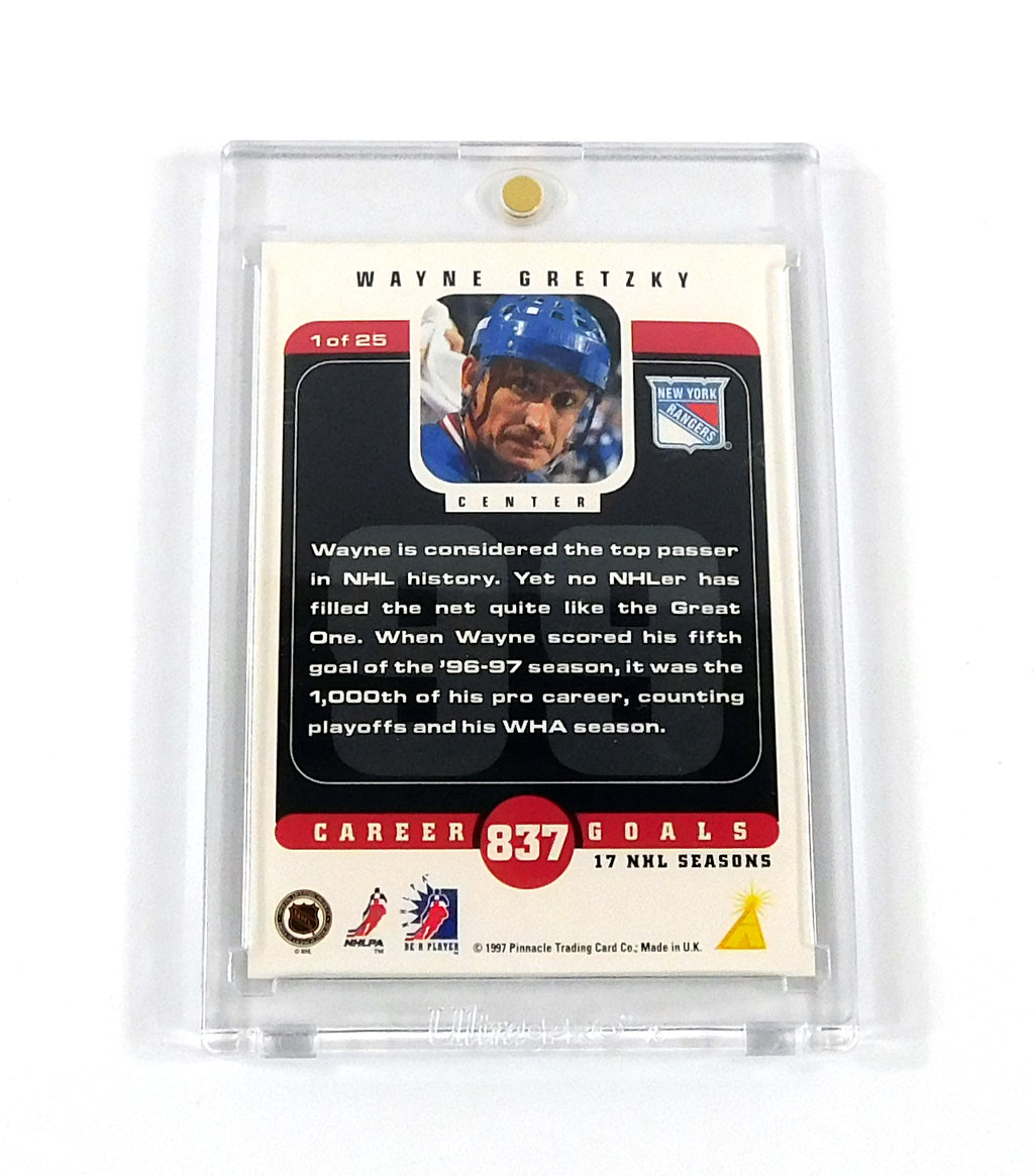1996-97 Pinnacle Be a Player Wayne Gretzky #1 Biscuit in the Basket Rangers Pic2