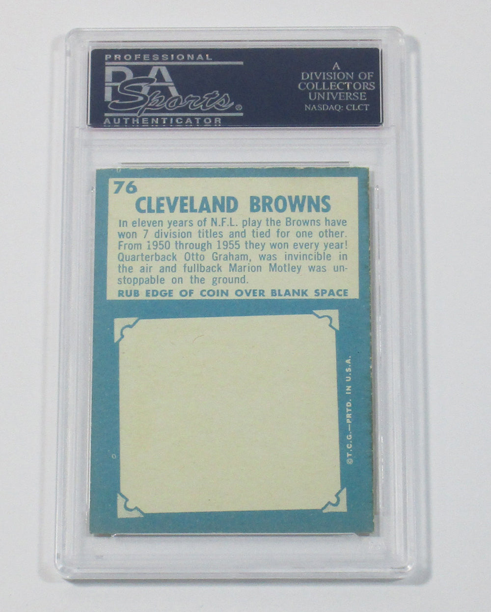 1961 Topps Football Cleveland Browns Team Card #76 PSA 8 Pic2