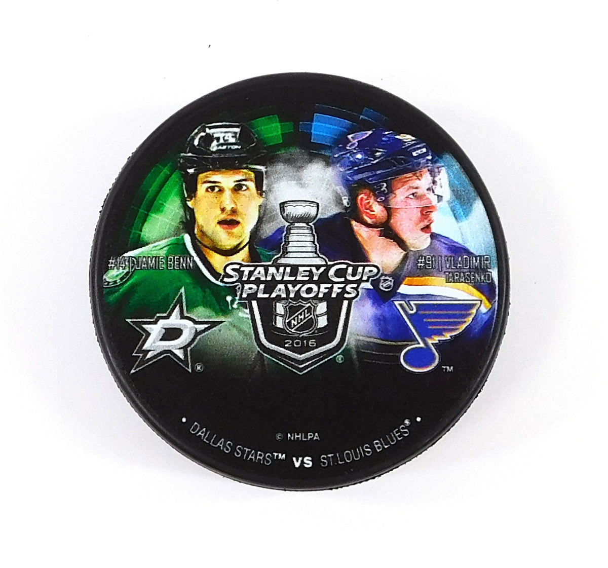 2016 Stanley Cup Playoffs 1st Round Stars vs Blues Benn Tarasenko Hockey Puck