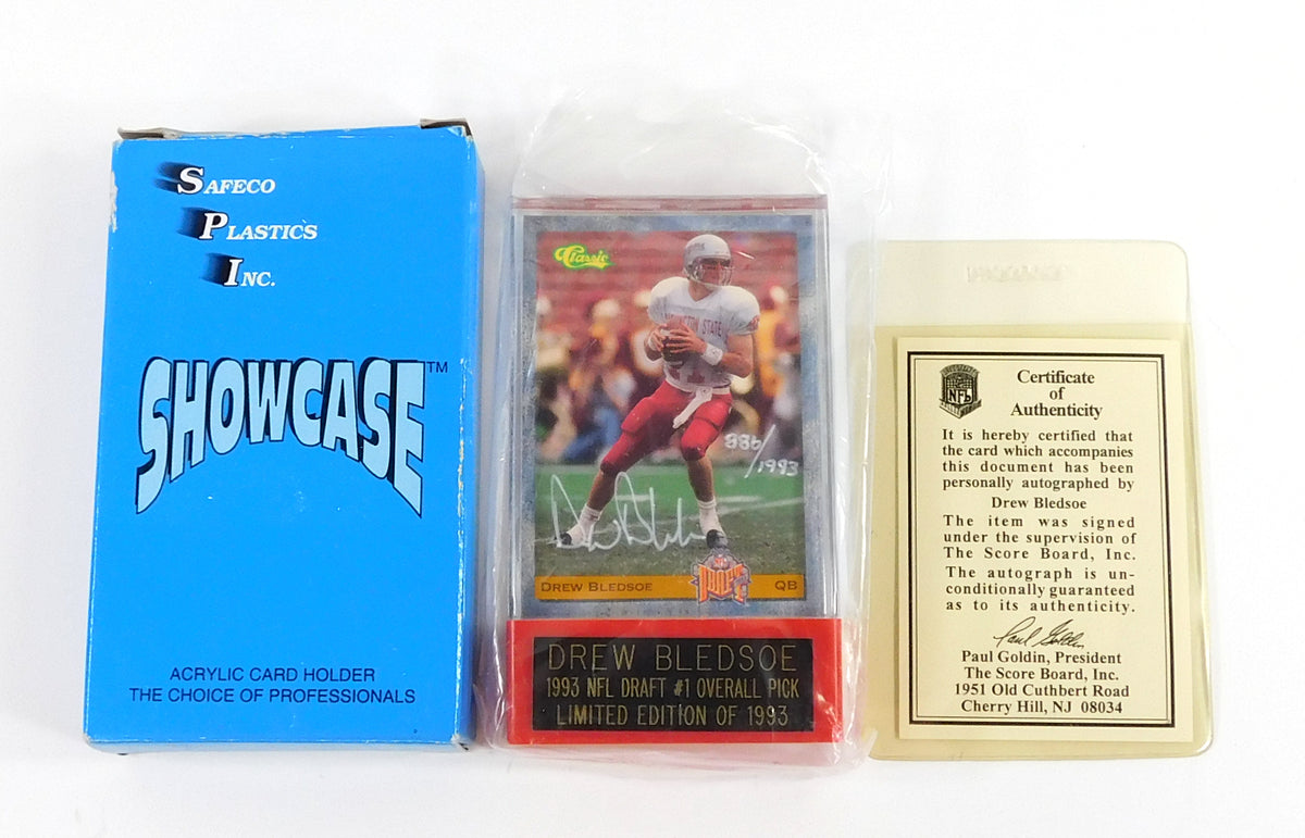 1993 Classic NFL Draft Drew Bledsoe Signed Rookie Card in Holder 886/1993 Auto