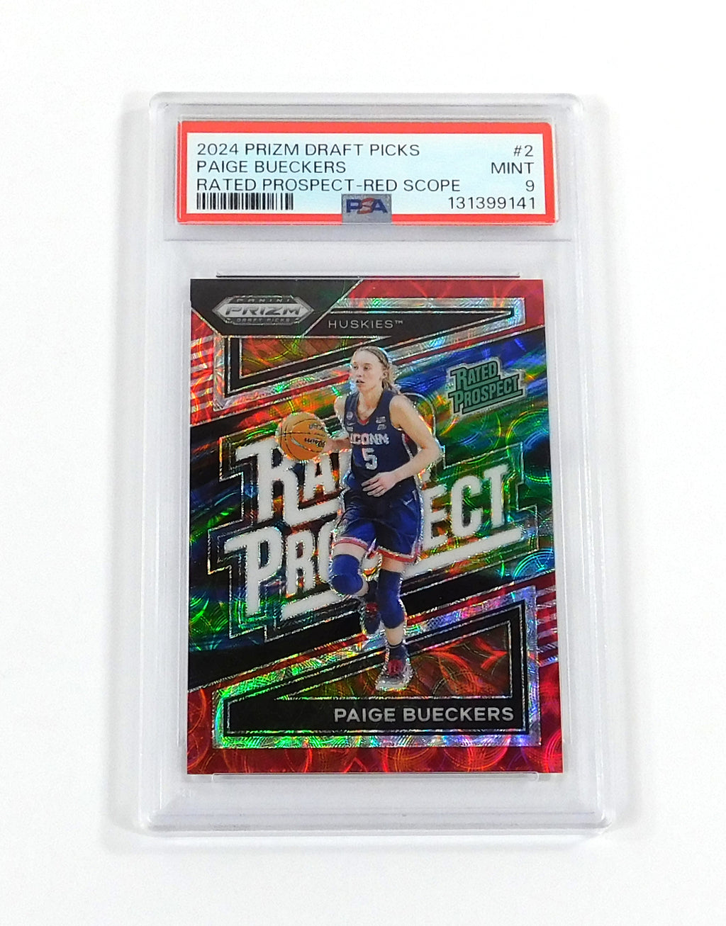 2024 Prizm Draft Picks Paige Bueckers #2 Rated Prospect-Red Scope #49/88 PSA 9