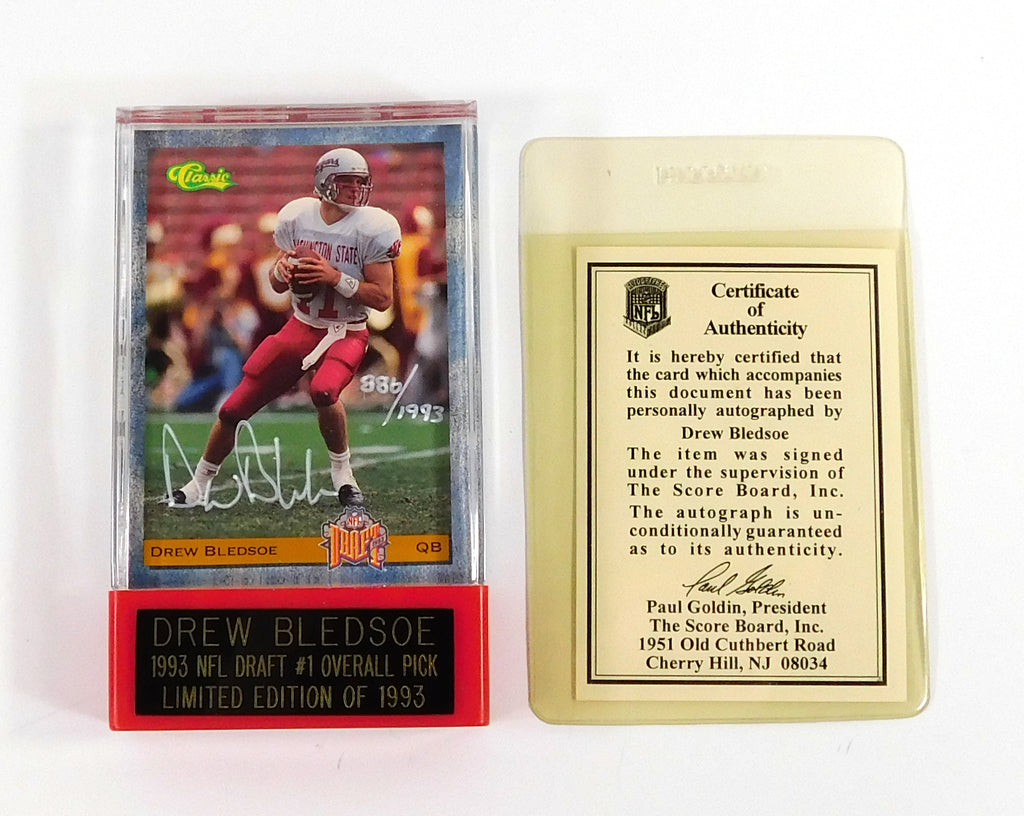 1993 Classic NFL Draft Drew Bledsoe Signed Rookie Card in Holder 886/1993 Auto Pic2