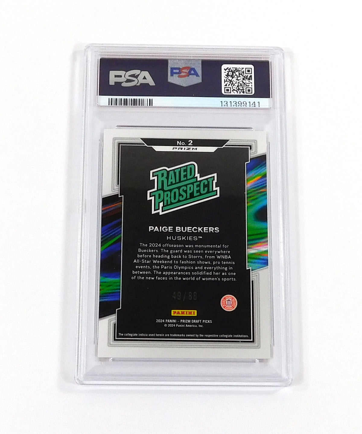 2024 Prizm Draft Picks Paige Bueckers #2 Rated Prospect-Red Scope #49/88 PSA 9 Pic2