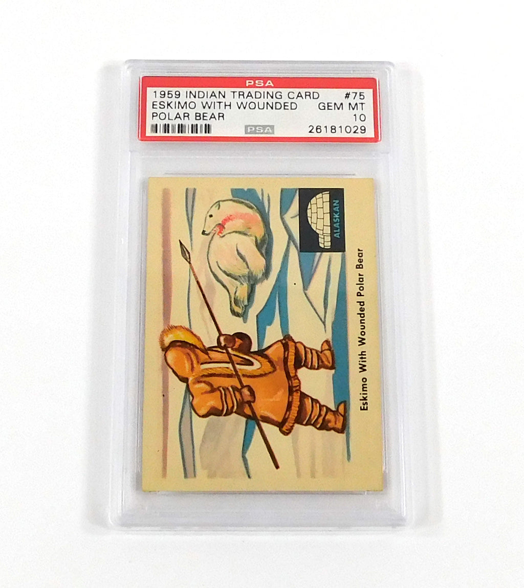 1959 Indian Trading Card Eskimo with Wounded Polar Bear #75 PSA 10 DF036608