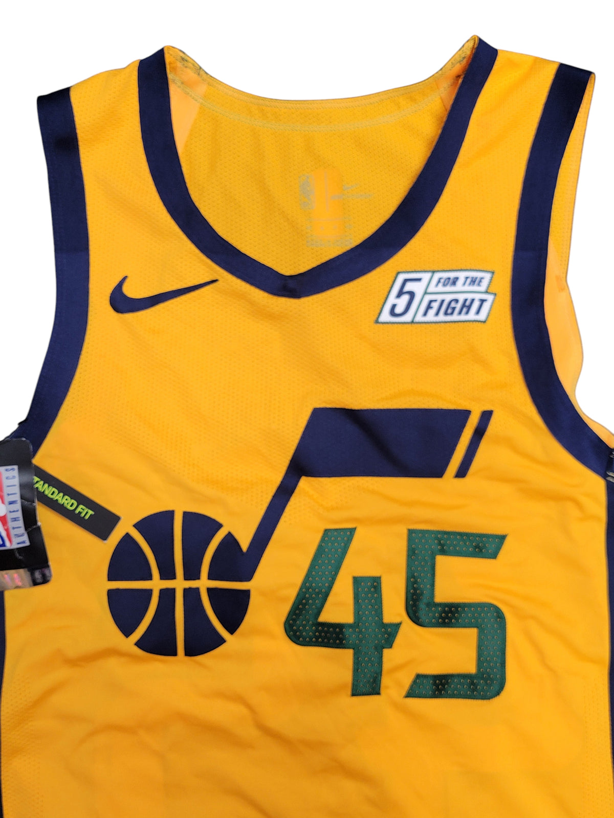 # Mens Utah Jazz Donovan Mitchell #45 Gold Nike Auth Jersey 5 for the Fight 40 Pic2