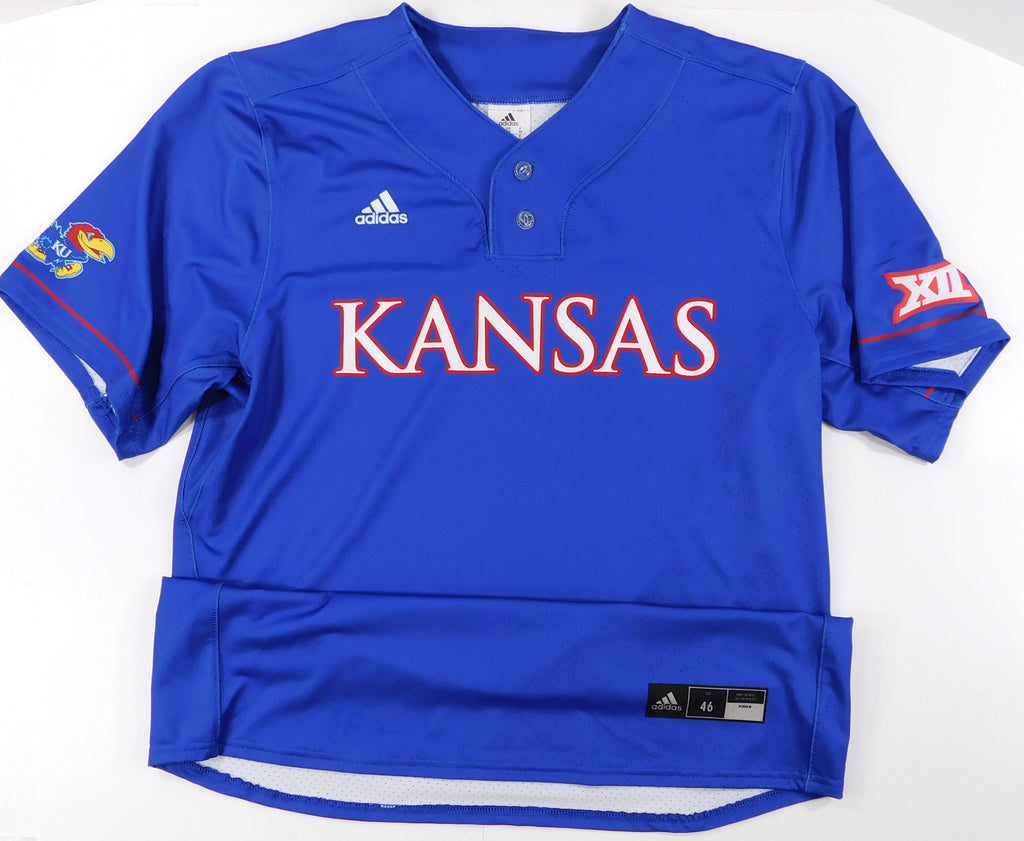Kansas Jayhawks Blank XII Game Issued Royal Blue Adidas Baseball Jersey- Size 46