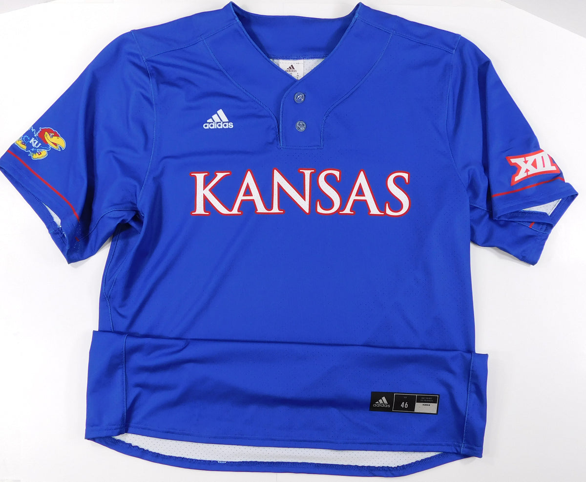 Kansas Jayhawks Blank XII Game Issued Royal Blue Adidas Baseball Jersey- Size 46
