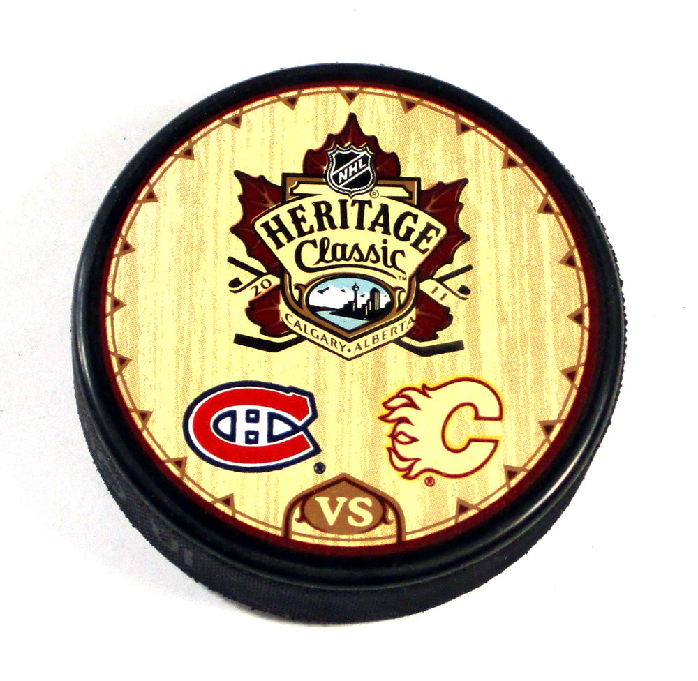 2011 Heritage Classic Canadiens vs Flames Official NHL Hockey Puck